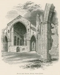 Melrose Abbey, schip en zuidelijke zijbeuk, vanuit het oosten