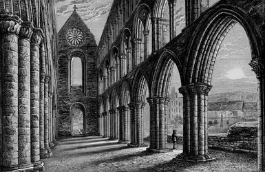 Schip naar het westen, Jedburgh Abbey, ca. 1880, 1897