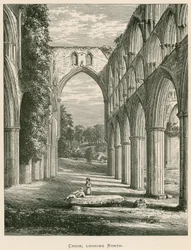Rievaulx Abbey, koor, kijkend naar het noorden