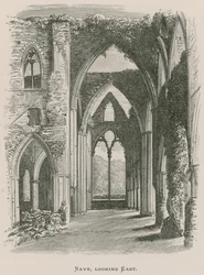 Tintern Abbey, schip, kijkend naar het oosten
