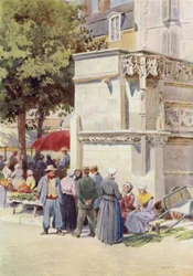 Blois, de fontein van Lodewijk XII, op de markt