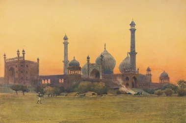 De Jumma Musjid, Delhi - Bij zonsondergang, ca. 1880-1905