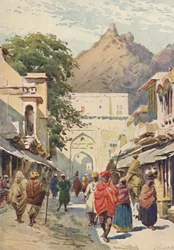 De hoofdstraat van Alwar, ca. 1880 1905