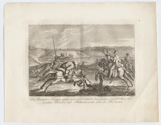 Russische troepen trekken na de Slag bij Lutzen terug over de Elbe, 1813