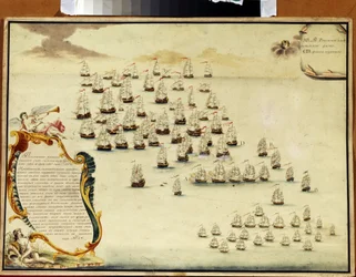 De Zeeslag in de Straat van Kertch (Oekraïne) op 19 juli 1790