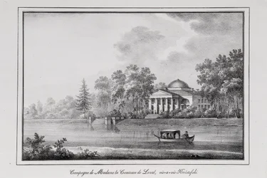 Zomerhuis van gravin de Laval op het Aptekarsky-eiland, serie Zichten van Sint-Petersburg, 1820s