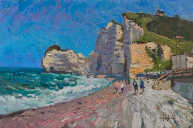 De zonnige kliffen van het strand van Étretat