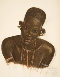 Femme MGogo (Dodoma), uit Tekeningen en Schilderijen van Afrika, uitgevoerd tijdens de Citroen Centraal Afrika expeditie, tweede missie Haardt Audouin-Dubreuil, uitgegeven Parijs, 1927