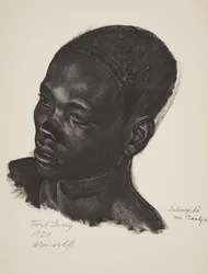 Ialingede, Mandja ras. (Fort Lamy), uit Tekeningen en Schilderijen van Afrika, uitgevoerd tijdens de Citroen Centraal Afrika expeditie, tweede missie Haardt Audouin-Dubreuil, uitgegeven Parijs, 1927