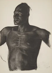Sara de Spoorzoeker (Bahr Ouandja), uit Tekeningen en Schilderijen van Afrika, uitgevoerd tijdens de Citroen Centraal Afrika expeditie, tweede missie Haardt Audouin-Dubreuil, uitgegeven Parijs, 1927