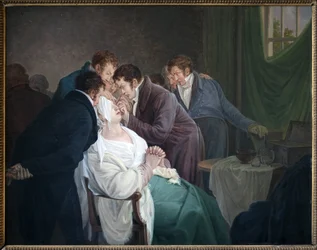 De operatie van de cataract door Baron Guillaume Dupuytren (1777-1835). Schilderij door Alexandre Jean Drahonet, pseudoniem van Alexandre Jean Dubois (1791-1834), olieverf op hout