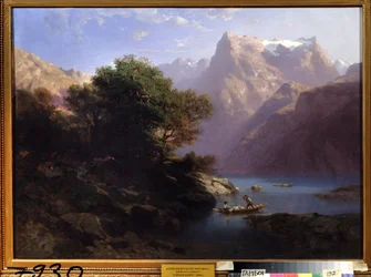 Berglandschap met meer in Zwitserland