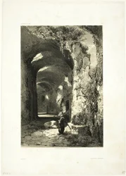 Ruin van een Amfitheater in Pouzzoles (Koninkrijk Napels), plaat 9 uit Oeuvres de A. Calame