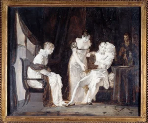 Napoleon met de koning van Rome. Napoleon I Bonaparte, zijn vrouw Marie-Louise van Oostenrijk en hun zoon Napoleon II