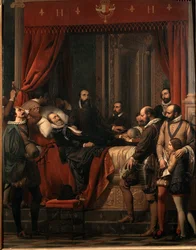 De dood van Hendrik IV koning van Frankrijk, zijn lichaam tentoongesteld in het Louvre