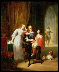Karel I (1600-49) wachtend op zijn proces, Prins Hendrik (1640-60) zittend op zijn schoot
