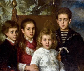 Portret van de kinderen van Paul Pavlovich Demidoff, 2e Prins van San Donato: Aurore Anatol, Maria en Pavel