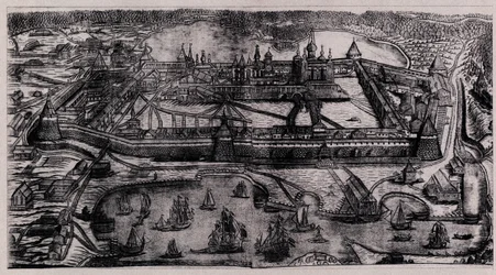 Het Solovetsky Transfiguratieklooster op de Solovetsky-eilanden, 1744