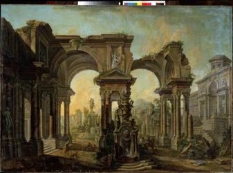 Een architectonisch uitzicht. Schilderij van Alexei Ivanovich Belsky (1730-1796)