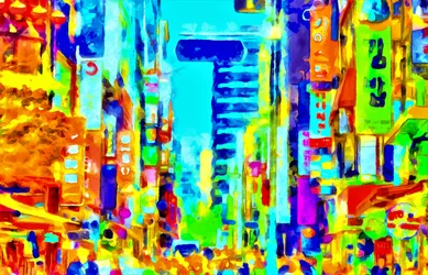 Veelkleurige stad, letterlijk, 2020 (gemengde techniek)