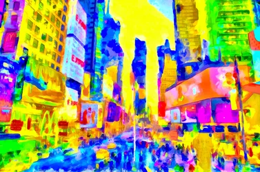 Gele luchten en blauwe straat, 2020 (gemengde techniek)