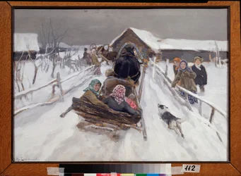 Sleerit tijdens Vastenavond - Schilderij van Alexei Stepanovich Stepanov (1858-1923)