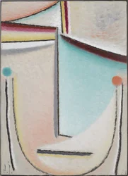 Abstract hoofd: roze-lichtblauw, 1929