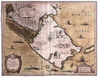 Straat van Magellan, Vuurland, door A.H. Jaillot in 