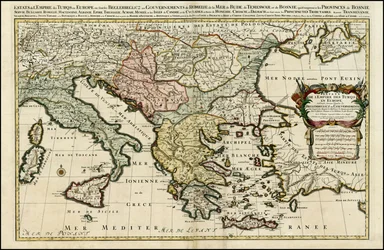 1692 kaart van het Turkse Rijk in Europa door Hubert Jaillot