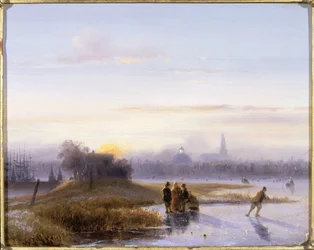 Riviertafereel met schaatsers (olieverf op paneel)