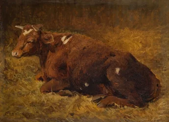 Een koe liggend op de grond, 1865-1872