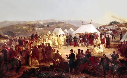 Verovering van Algerije: overgave van de Beni Raten-stam uit Kabylië aan de Franse maarschalk Randon (1795-1871) in 1854