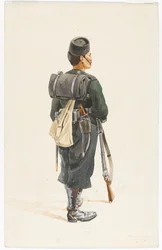 Schutter van het 4e Gurkha-regiment in marsorde, 1890