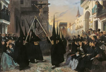 Een processie langs Calle Genova