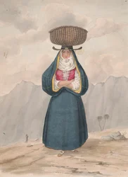 Boerin met Mand op haar Hoofd - La Palma, 1828