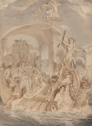 Cleopatra op de Cydnus om Antony te ontmoeten