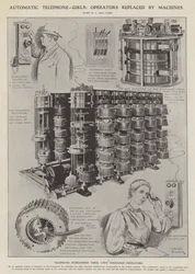 Automatische telefoonmeisjes: operators vervangen door machines (litho)