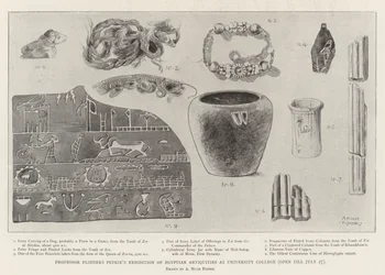 Tentoonstelling van Egyptische oudheden van Professor Flinders Petrie aan University College (open tot 27 juli)