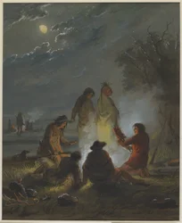 Kampvuur, bereiding van de avondmaaltijd