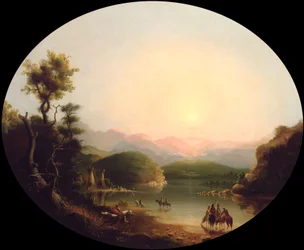 Shoshone Indianen bij een Bergmeer (Lake Fremont)