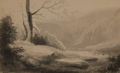 Uitzicht op een beek en bergen
