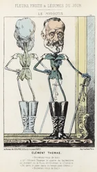 Het Vergeet-mij-nietje: karikatuur over Clément Thomas - ill. van 03/02/1871 in 