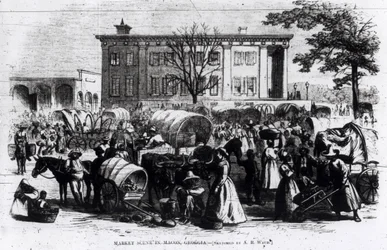 Marktscène in Macon, Georgia, uit 