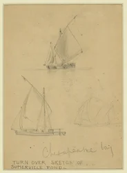 Drie zeilboten op Chesapeake Bay