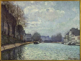 Le Canal St. Martin, Parijs (olieverf op doek)