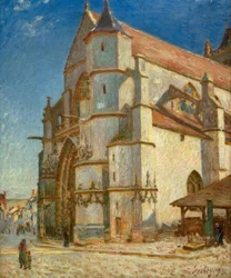 De kerk van Moret in de ochtendzon
