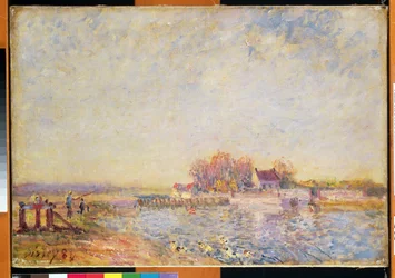 Rivierscène met eenden, 1881