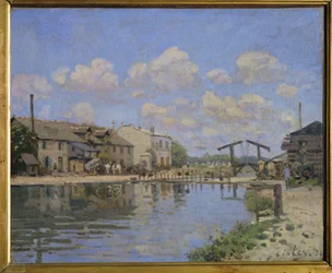 Gezicht op het Canal St. Martin, Parijs ... (olieverf op doek)
