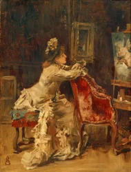 A. Stevens, Wachten of Het atelier
