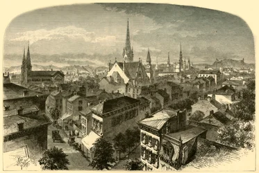 Cincinnati, uitzicht vanaf het Carlisle Hotel, 1874